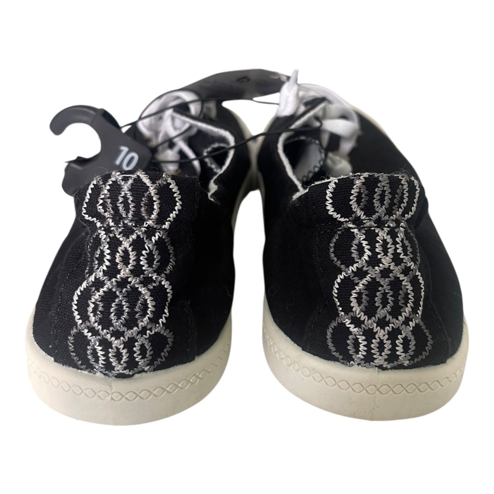 !MEDIUM WIDTH BLACK Time and Tru Women's Scrunch Back Slip-On Sneaker Sz 9.5